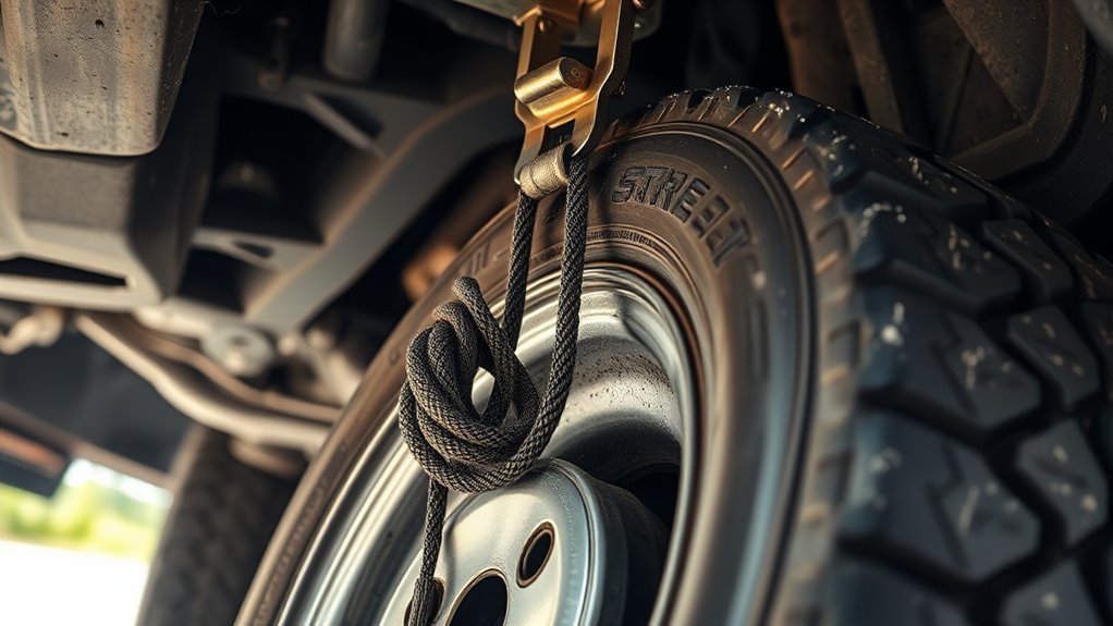 locate spare tire beneath vehicle