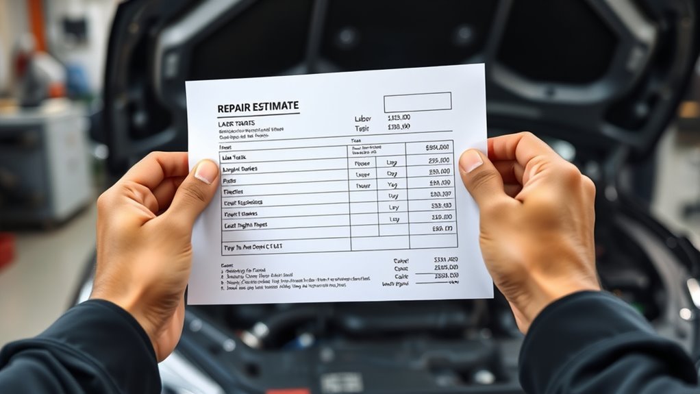 written car repair estimate